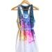 The Original "Splash Dyed" Hand PAINTED Scoop Neck Racerback Tunic Tee Dress in White Spectrum Rainbow - XS S M L