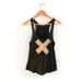 X Marks the Spot - Racerback Hand Stenciled Slouchy Scoop Neck Swing Tank Top in Heather Black and Gold - XS S M L