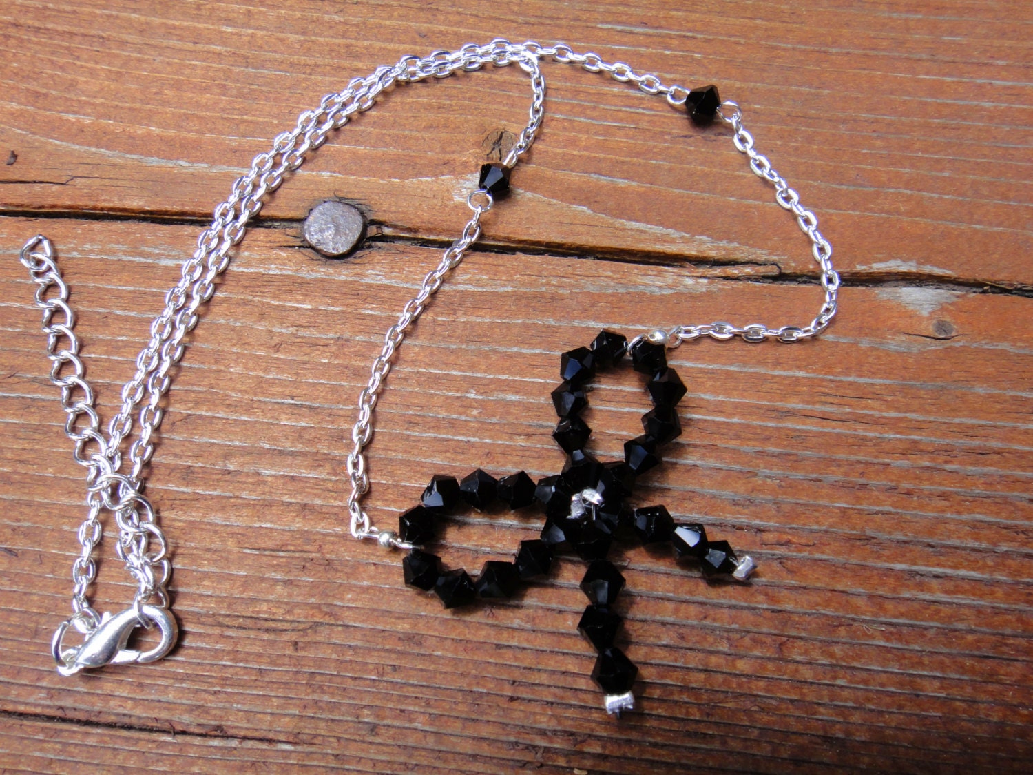 Crystal Bow Necklace (Black Bow)