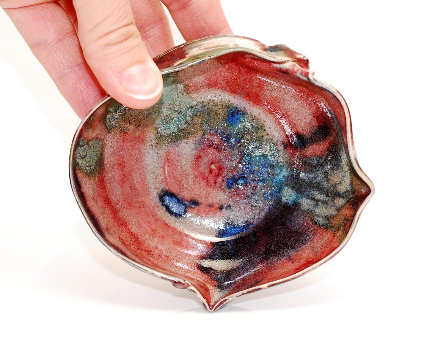 Bowl Ceramic Bowl Tiny Abstract Red, Green and Blue Bowl