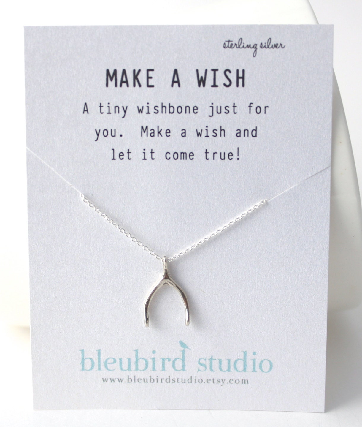 Sterling Silver Wishbone Necklace / Make a Wish Necklace/ Lucky Jewelry/ Luck Necklace/ Wishbone Pendant Charm Custom Chain.