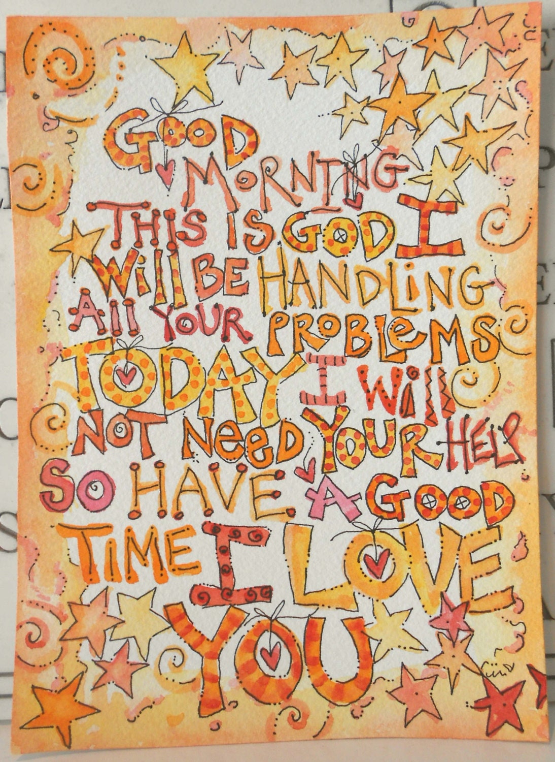 Art Original Framed   "This Is God" Watercolor  5 x 7 betrueoriginals