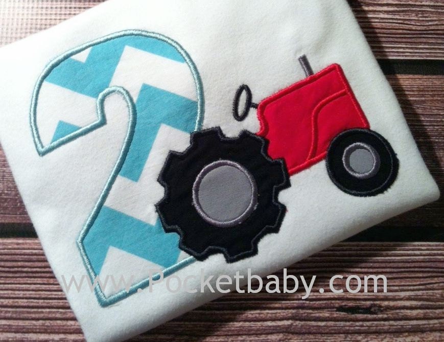 Personalized Tractor Birthday Shirt - Add a Name - You Choose your Fabric  - Farm Birthday Shirt - by Pocketbaby