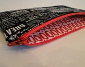 Free shipping - Medium Zipper Pouch -  Newspaper on Black