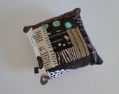 Free shipping - Log Cabin Pincushion Brown - Japanese fabric