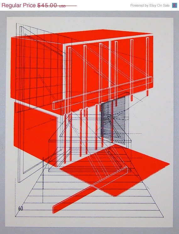 Perspective architecture 3, architectural graphic design, 16 x 20 inches silkscreen print