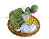 Organic Foot Spa Mothers Day Gift Basket Luxury Crocehted Cotton Slipper Socks Bath Salts Handmade Martini Felted Soap Eco Foot Balm