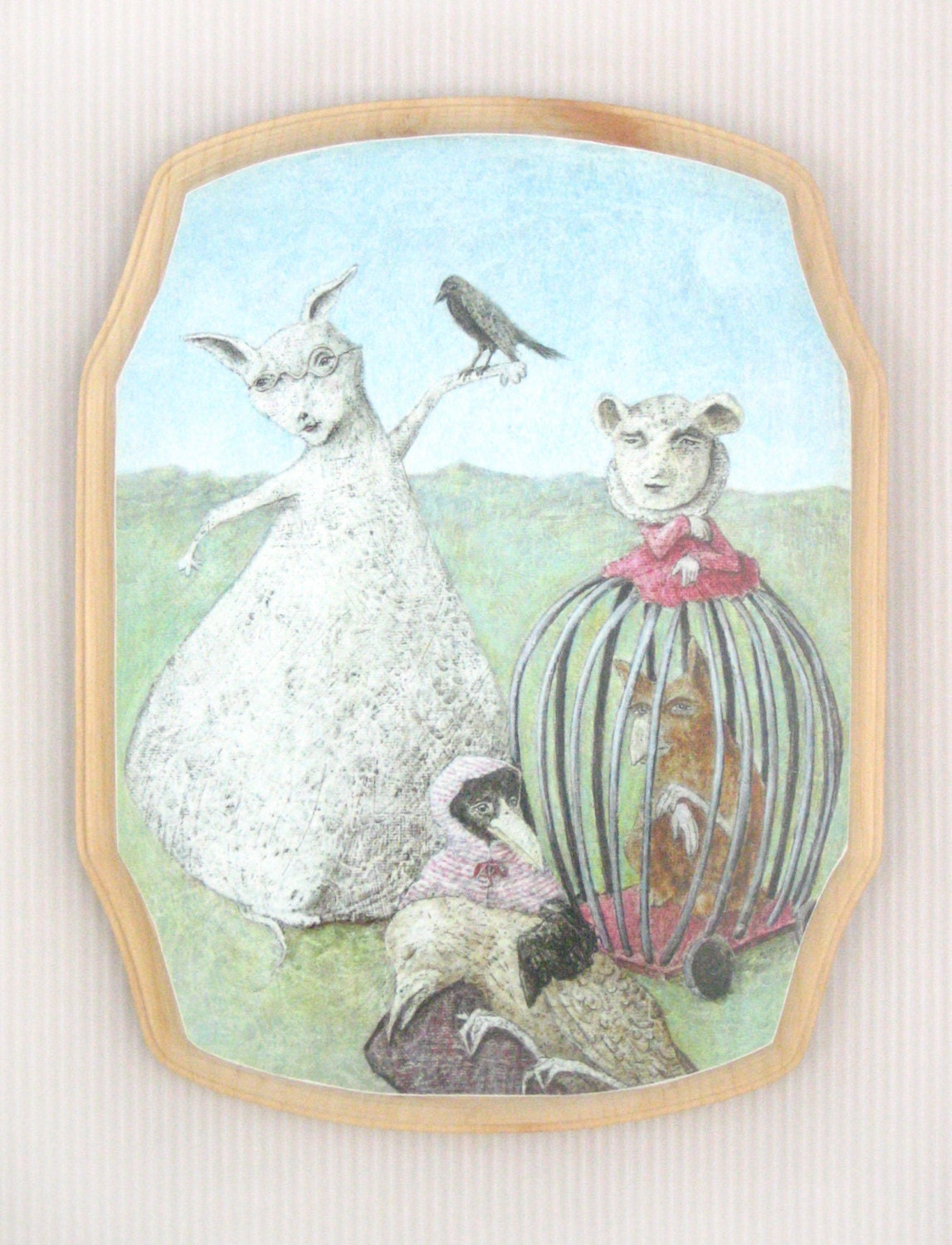 L'Entourage de Mademoiselle Paniers (print mounted on wood)