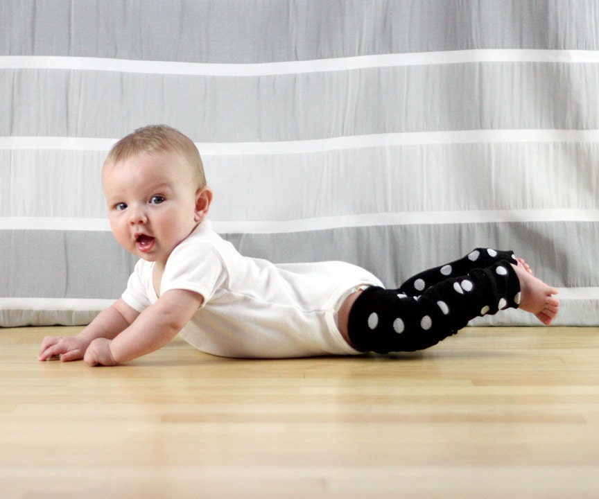 Black with White Dots Baby Leg Warmers