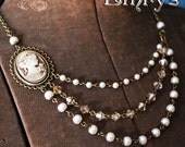 Multi Strand Cameo Necklace