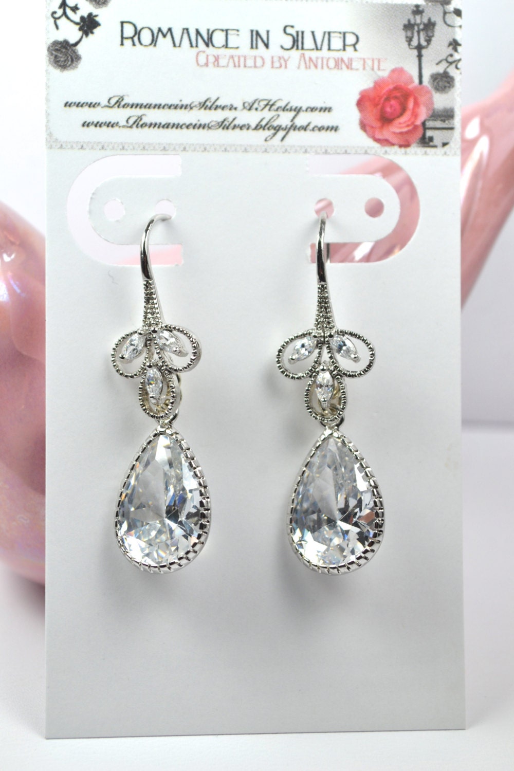 Elegant Timeless Cubic Zirconia Bridal Dangle Earrings