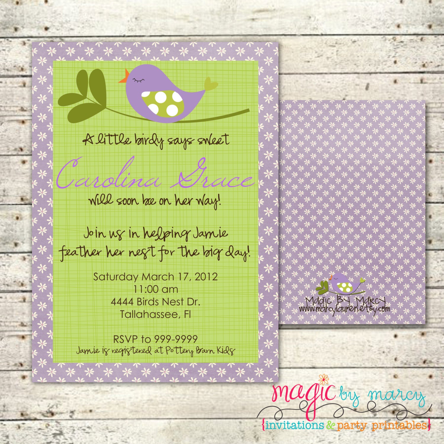 So Tweet doublesided Birdy Baby shower digital Invitation Il_570xn