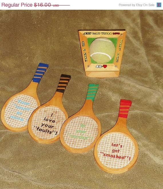 SALE ENDS 5/9 Vintage Coasters Tennis Rackets
