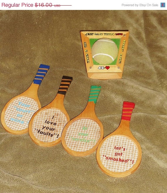SALE ENDS 5/9 Vintage Coasters Tennis Rackets