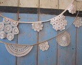 Vintage Doily Bunting. Crochet Vintage doilies in Beige.