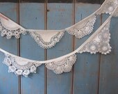 Vintage Doily Bunting. Crochet Vintage doilies in White.