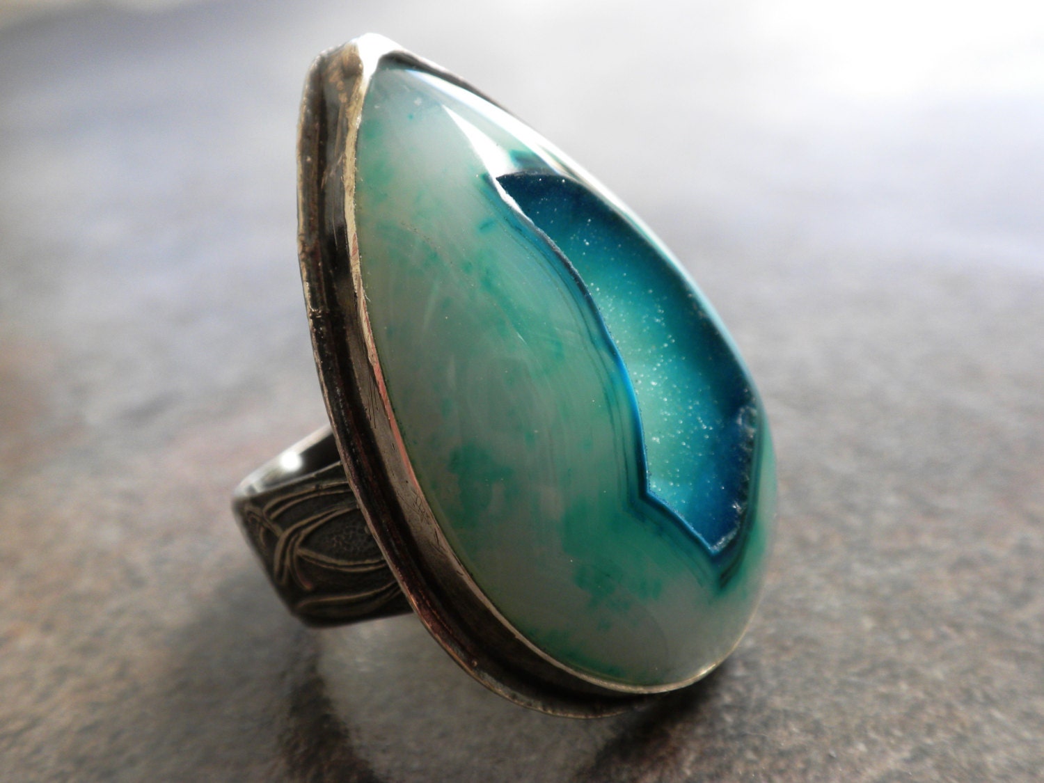 Druzy Statement Ring Size 8 Geode Jewelry