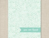 Bible Verse Art Print / Romans 5:8 / You Are Loved