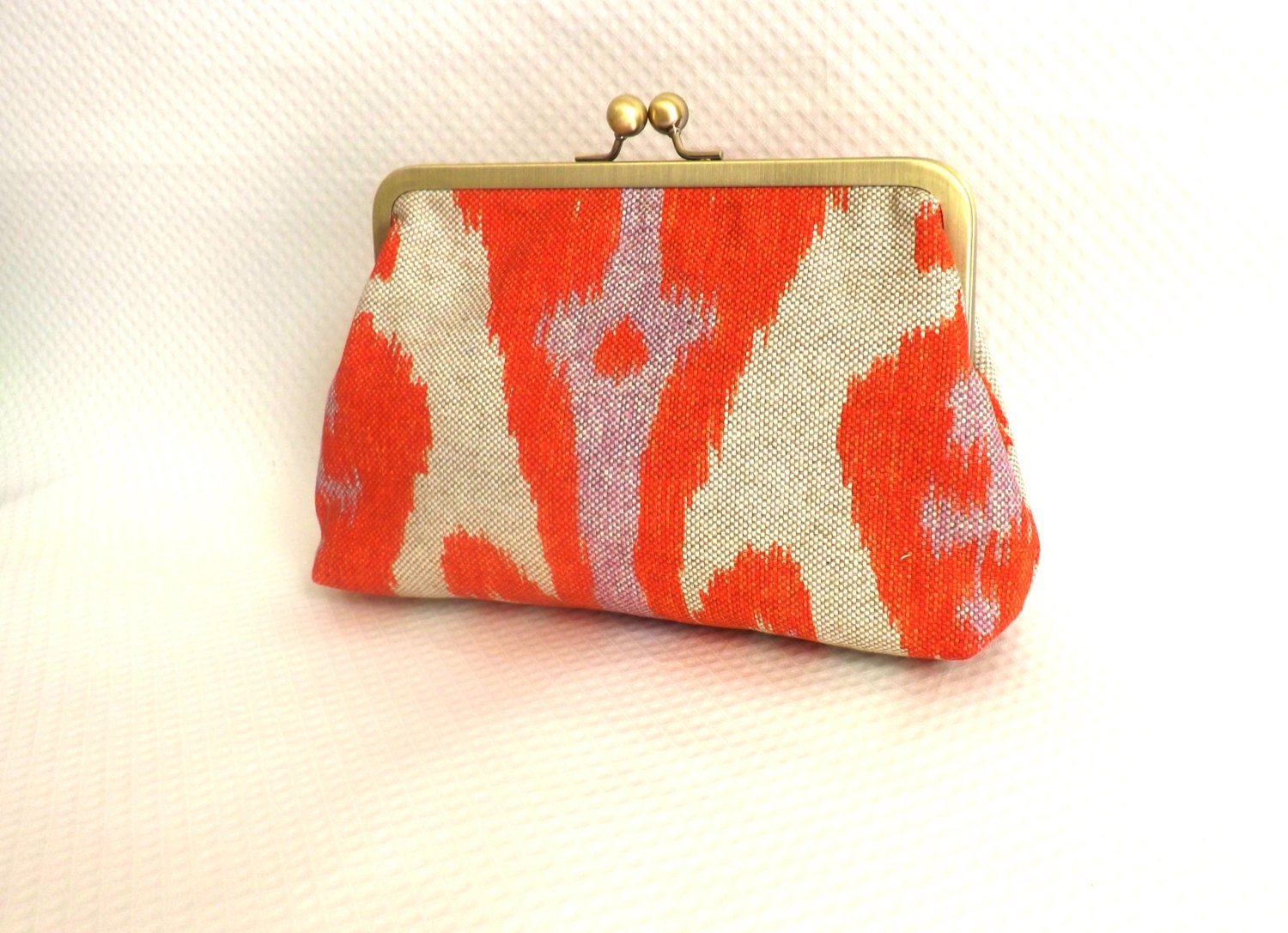 Bridesmaid Clutch / Bridesmaid Gift / Red Ikat Bridal Purse - Natasha