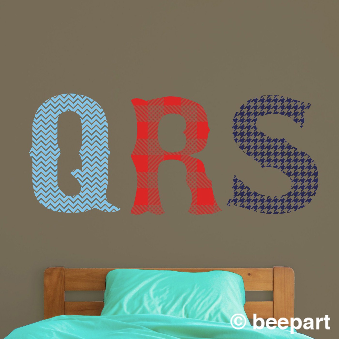 monogram with pattern wall decal