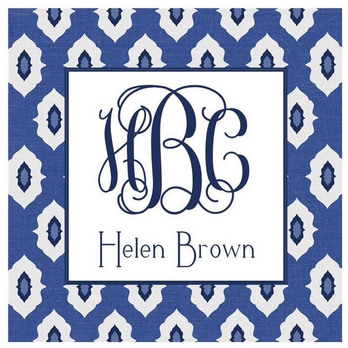 Navy Ikat Sticker, Enclosure Card, Book Plate, or Address Label Set