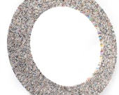 colorful round mirror, wall art- made from recycled magazines, blue, green, red, purple, pink, yellow, orange
