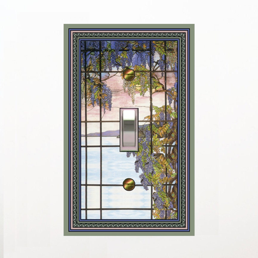 Mrs. Butler Switchplates - oyster bay (faux) stained glass image 482-t1