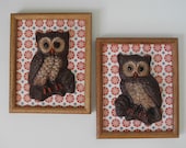 Owl Wall Hangings, Retro vintage set of 2