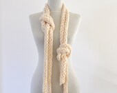 Womens Scarf Chain Scarf Extra Long Knitted Scarf Ivory