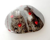 Valentine Cats rock paper weight