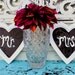 Mr and Mrs Wedding Sign /  Photo Prop Decoration Vintage HOMCO Heart Frames Hand Painted Signage