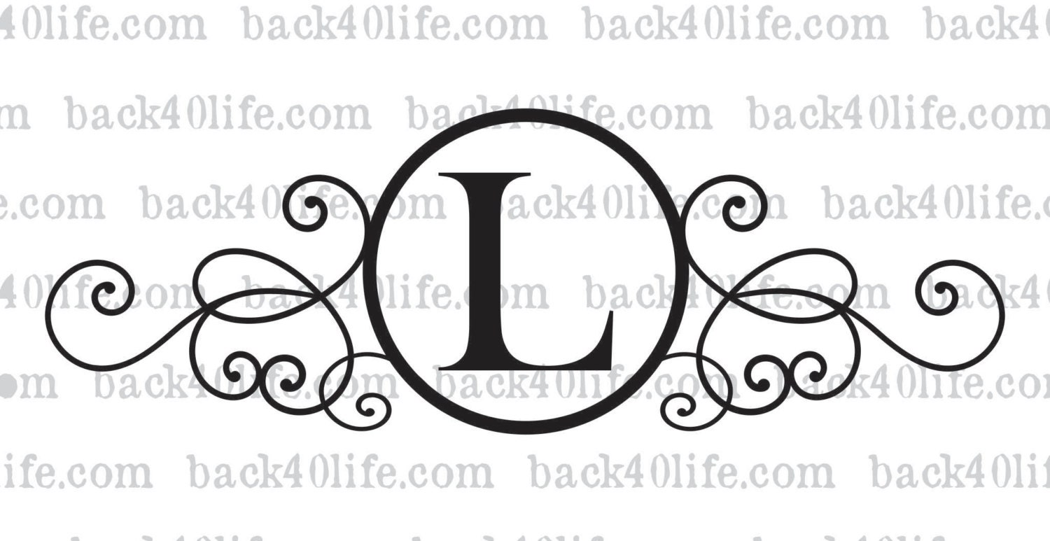 Large Swirly Circle Monogram Vinyl Wall Decal (m-010)