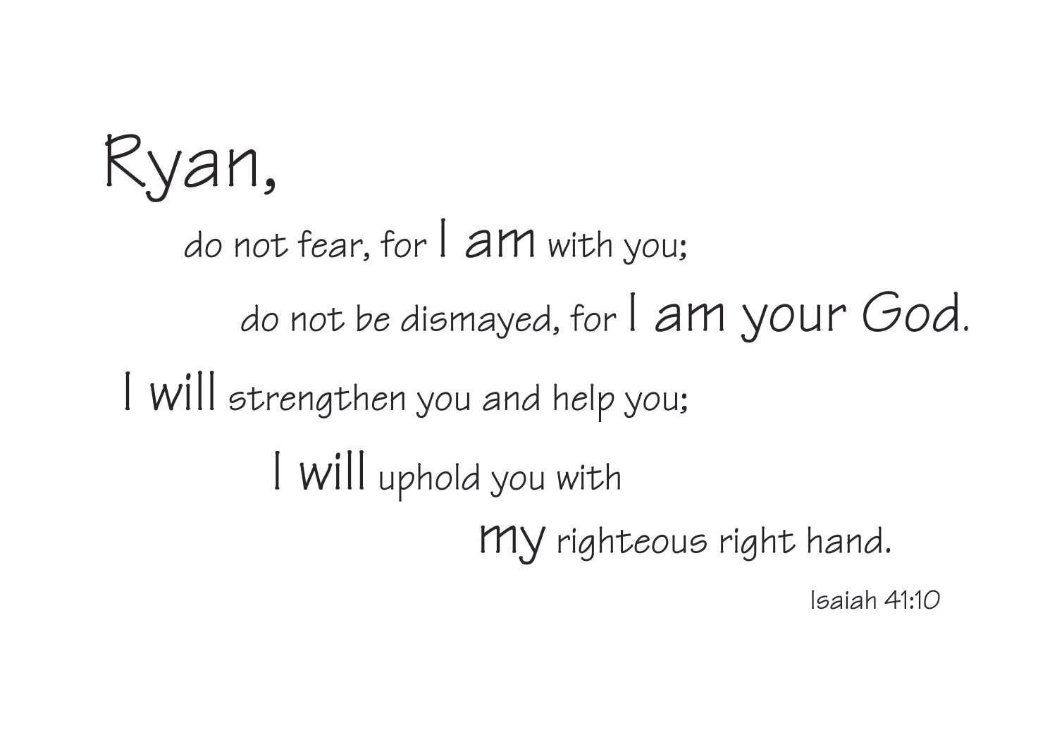 Do Not Fear Verse & Name -- Isaiah 41 10 Vinyl Wall Decal