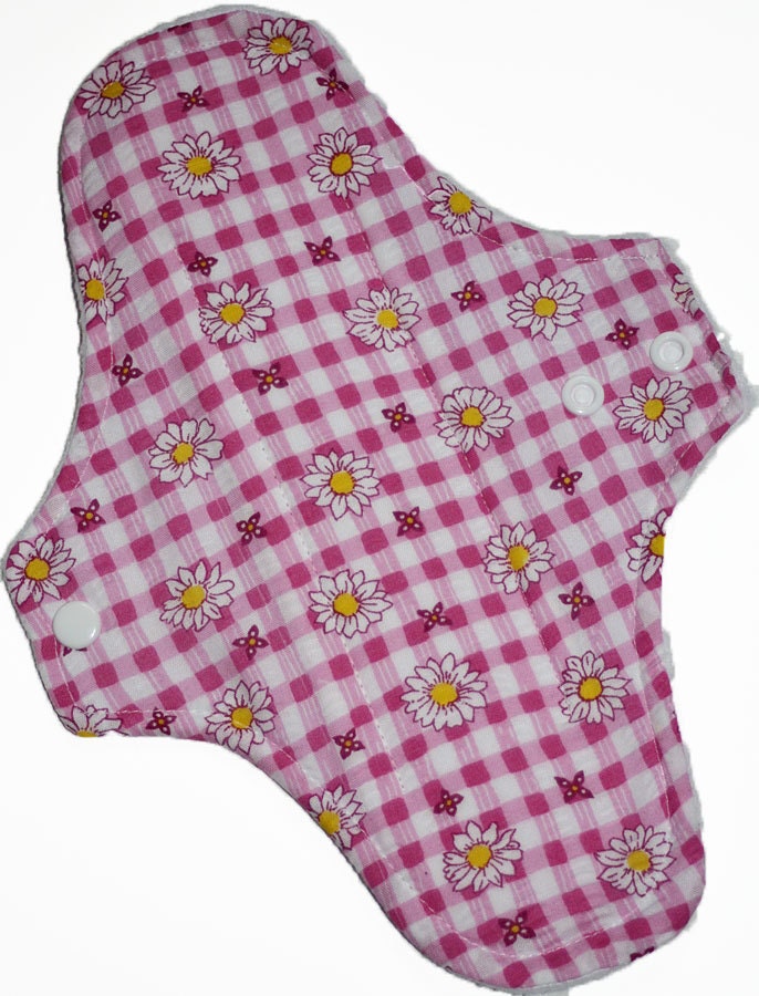 Pink Gingham Daisy Reusable Cloth Maxi Pad