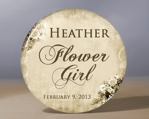 Pocket Mirror - Flower Girl Elegant Vintage Look 3.5 inch Pocket Mirror with Gift Bag - Weddings - Flower Girl Gift