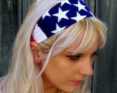 American Flag Cotton Headband, Patriotic Stars & Stripes, Red White Blue 4th of July Headband