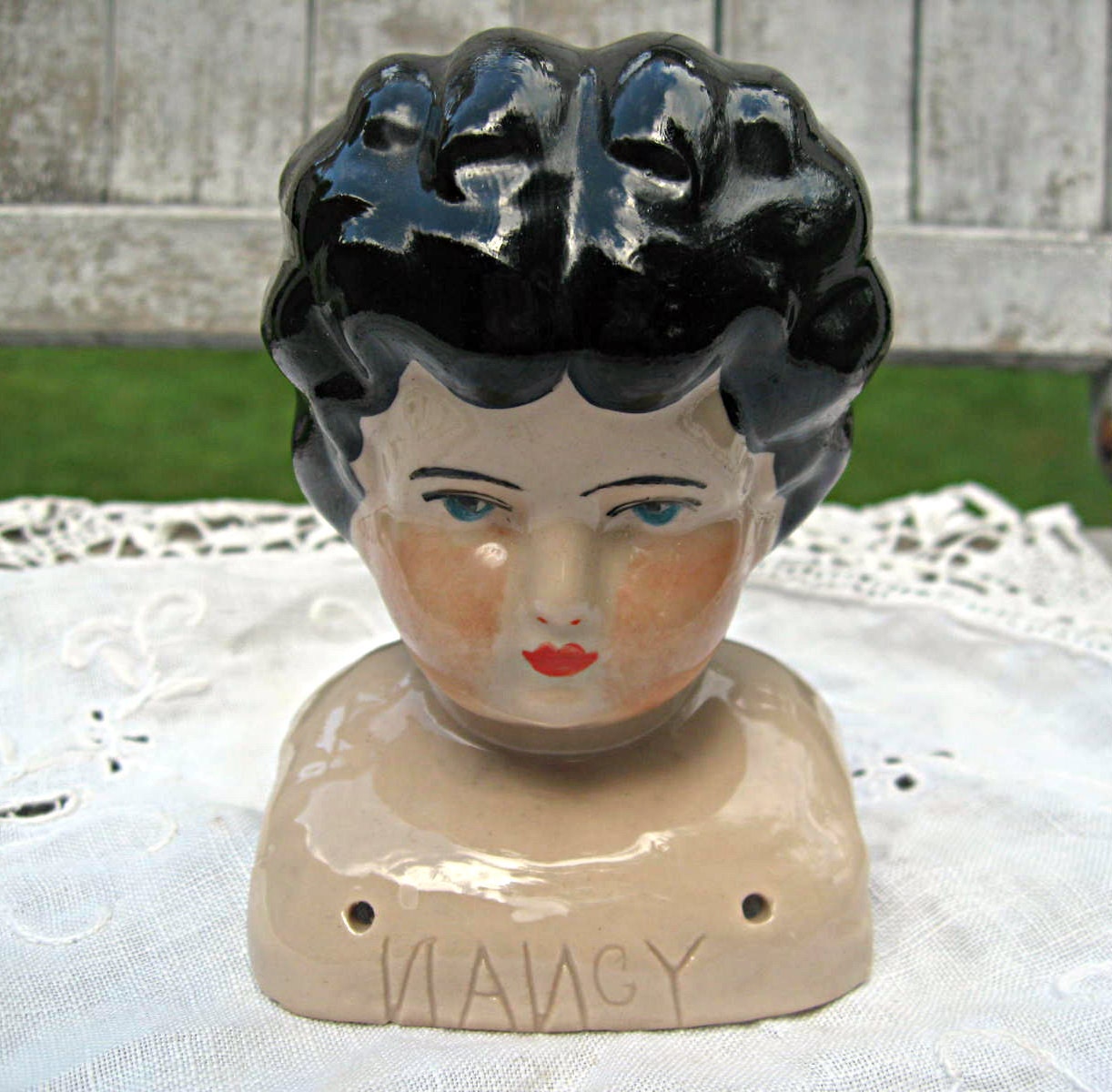 Vintage china low brow doll head, doll makers supply