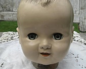 Vintage doll head, boy doll, sleep eyes, great collectible