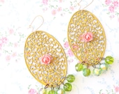 Juliette - Chandelier Earrings - Rose - Whimsical