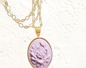 50% OFF - The Rose - Rose Cameo Necklace - Purple