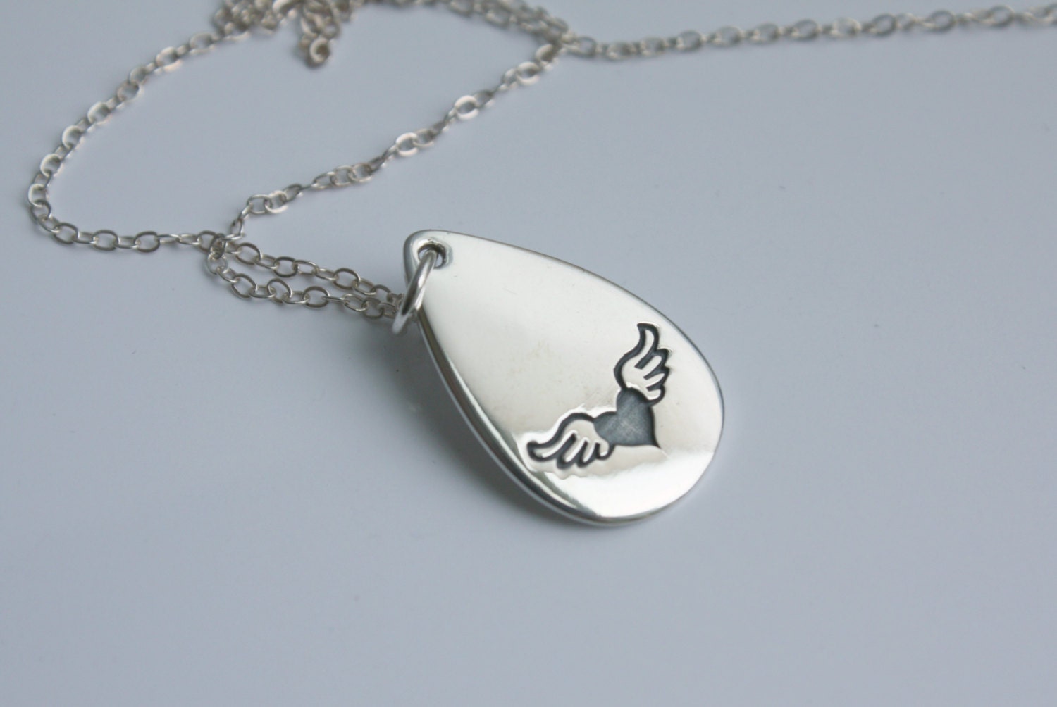 Heart With Wings Necklace With Sterling Silver Charm Pendant