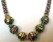Green & Purple Dichroic Kumihimo Necklace