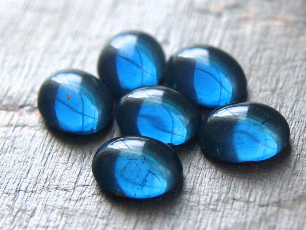 Glass Jewel Cabochon flat back set  - Foil backed Vintage Style Romantic Jewelry supply