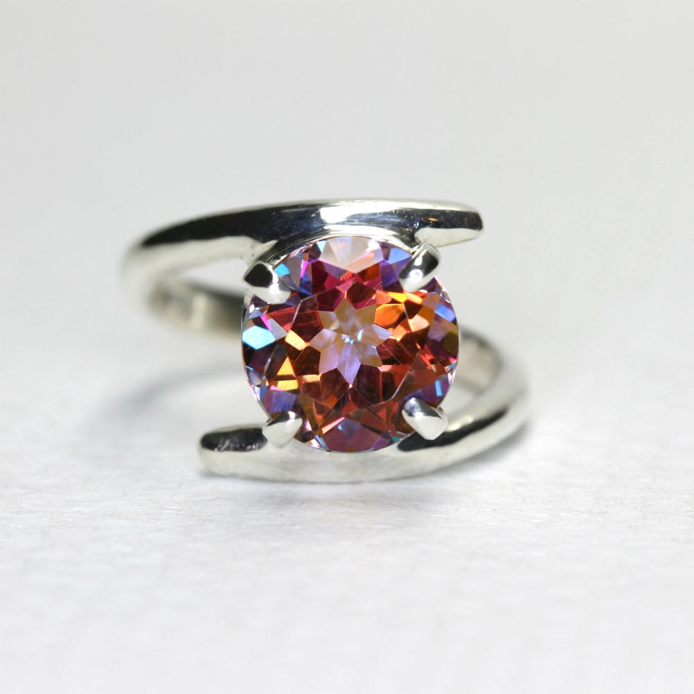 Topaz Cocktail Ring in Sterling Silver with Azotic Mystic Topaz in size 4.5-5