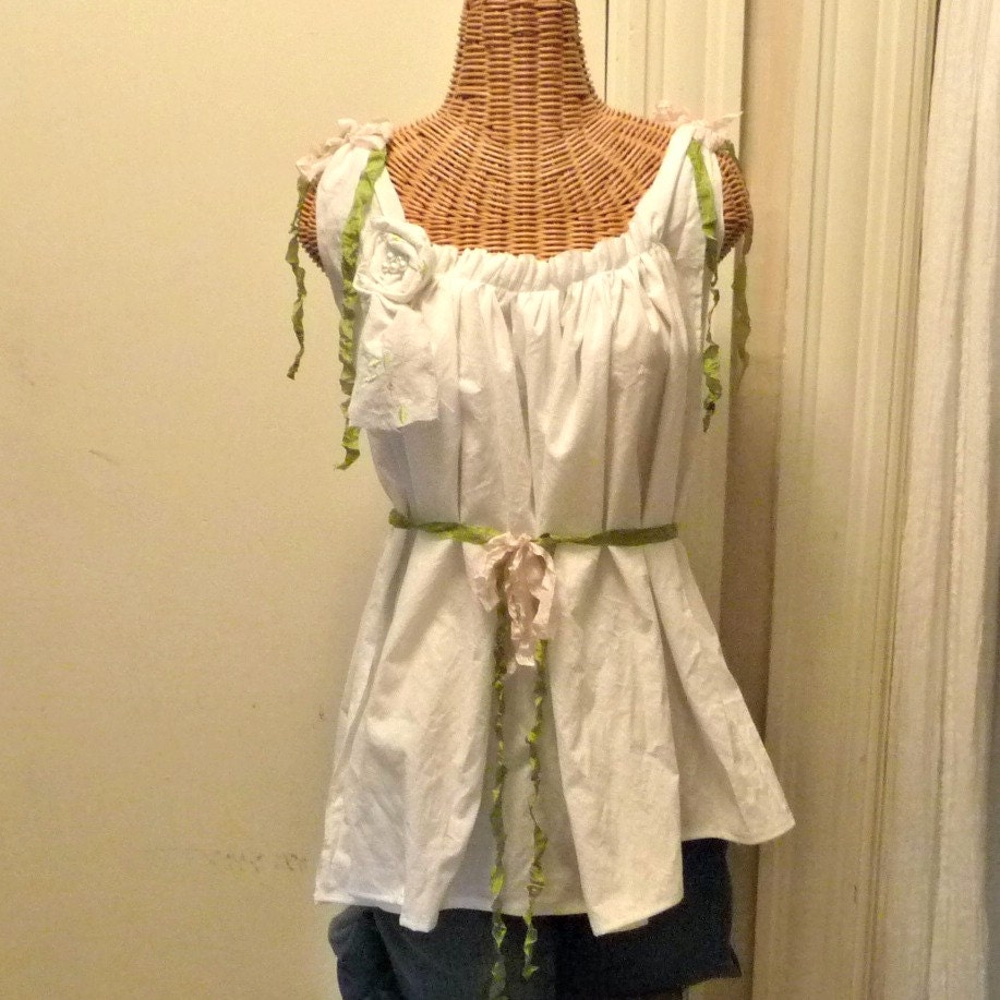 Beach Roses Blouse Casual Handmade Custom Womens Tattered Bridal Shower