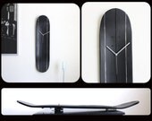 Black and Silver Skateboard Wood Deck Clock Art  for Him or Her