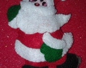 Handmade felt applique Ice Skating Santa Claus Christmas ornament - beaded and sequined