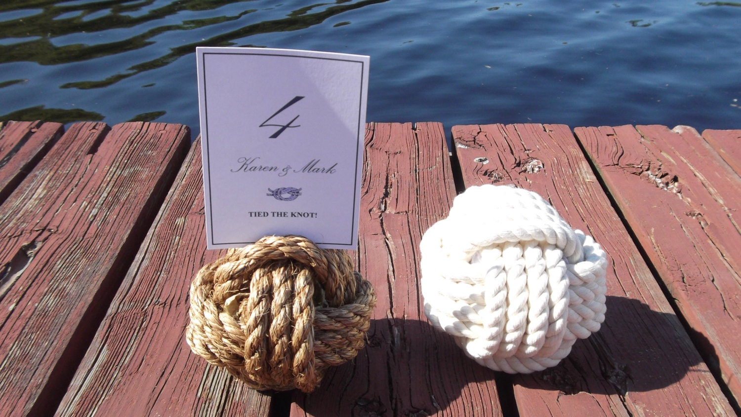 Nautical Wedding - 24 Nautical Rope Table Number Holders - Set of 24 little Monkey Fist Knots for your wedding