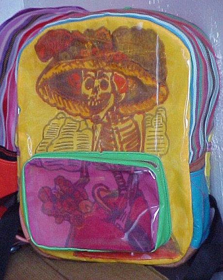 Yellow and Pink Catrina Mexican Upcycled Backpack