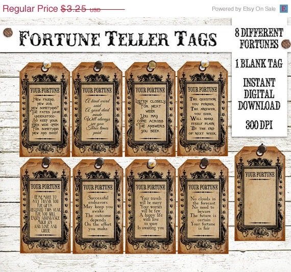 Halloween Witch Fortune Teller Tag Instant Digital Download Vintage Printable Collage Sheet Clip Art Scrapbook Image